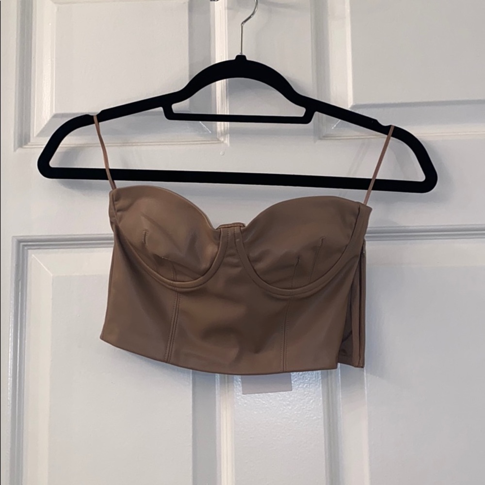 Tan faux leather corset